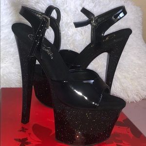 Pleaser Black Glitter Dancer Heels